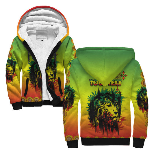 (Custom Personalised) Ethiopia Cross Mix Lion Colorful Style Sherpa Hoodie