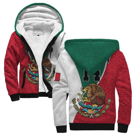 (Custom Text and Number) Mexico Mexican Aztec Pattern Sherpa Hoodie