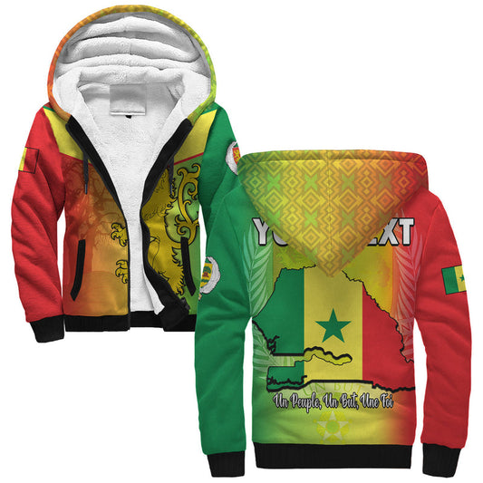(Custom Personalised) Senegal Lion With Senegal Map Reggae Style Sherpa Hoodie