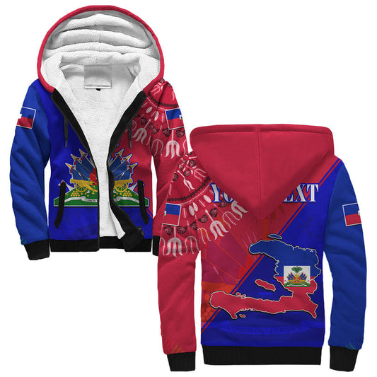 (Custom Personalised) Haiti Haiti Flag Dashiki Simple Style Sherpa Hoodie