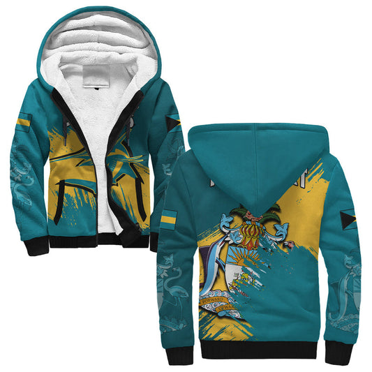 (Custom Personalised) Bahamas Blue Marlin With Bahamian Coat Of Arms Sherpa Hoodie