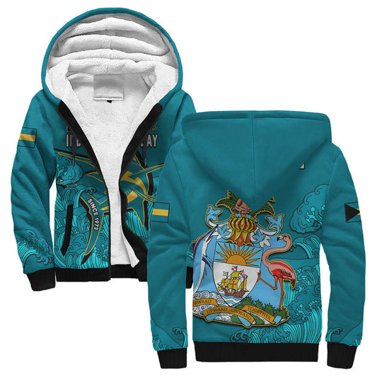 (Custom Personalised) Bahamas Independence Day Blue Marlin Since 1973 Style Sherpa Hoodie