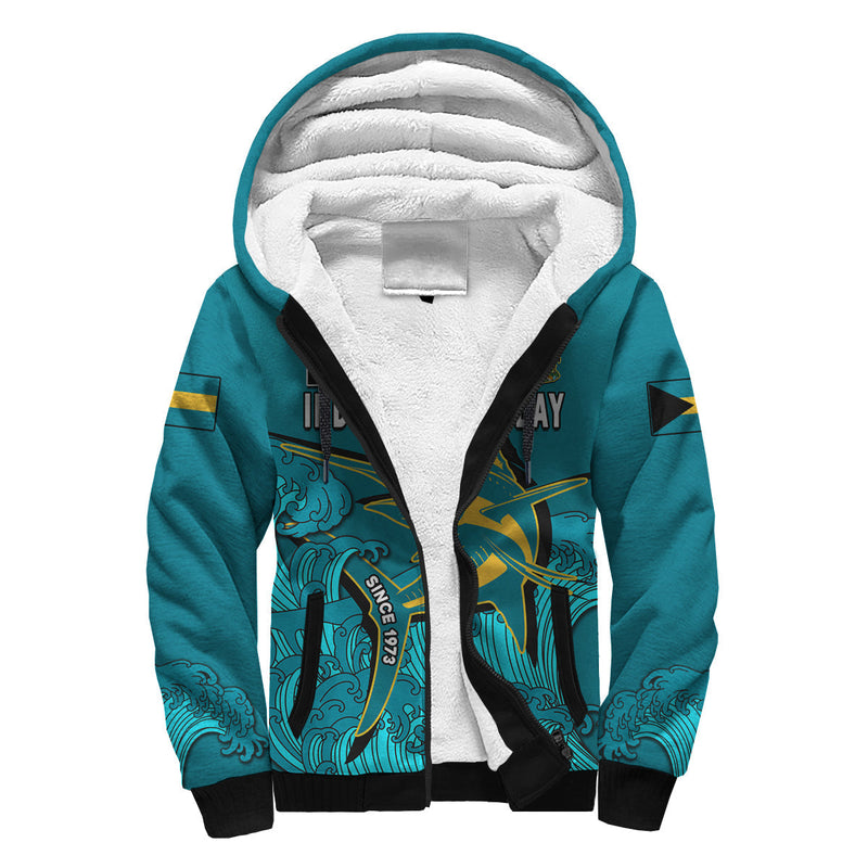 (Custom Personalised) Bahamas Independence Day Blue Marlin Since 1973 Style Sherpa Hoodie