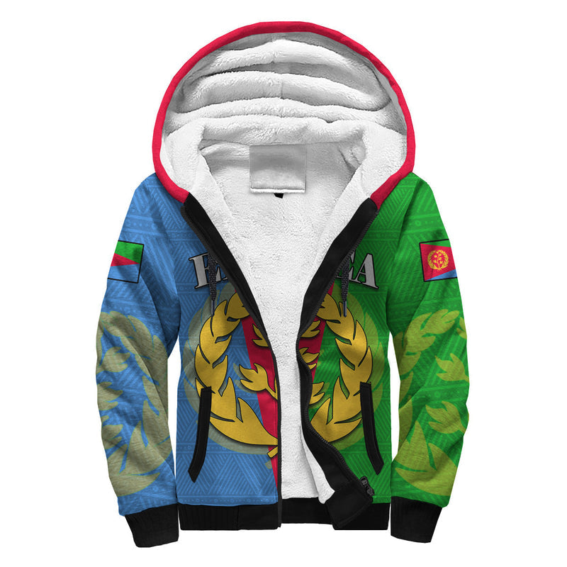 (Custom Personalised) Eritrea Eritrean Map Mix African Pattern Simple Style Sherpa Hoodie