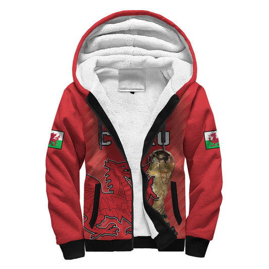 (Custom Text And Number) Wales Football Cymru Champions World Cup 2022 Sherpa Hoodie
