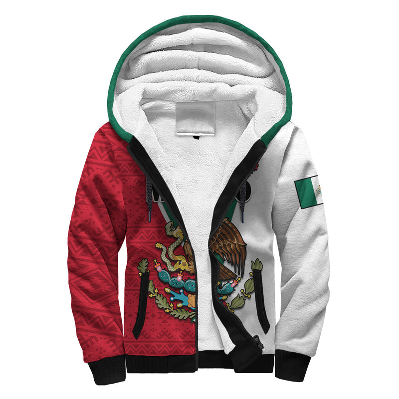 (Custom Text and Number) Mexico Mexican Aztec Pattern Sherpa Hoodie
