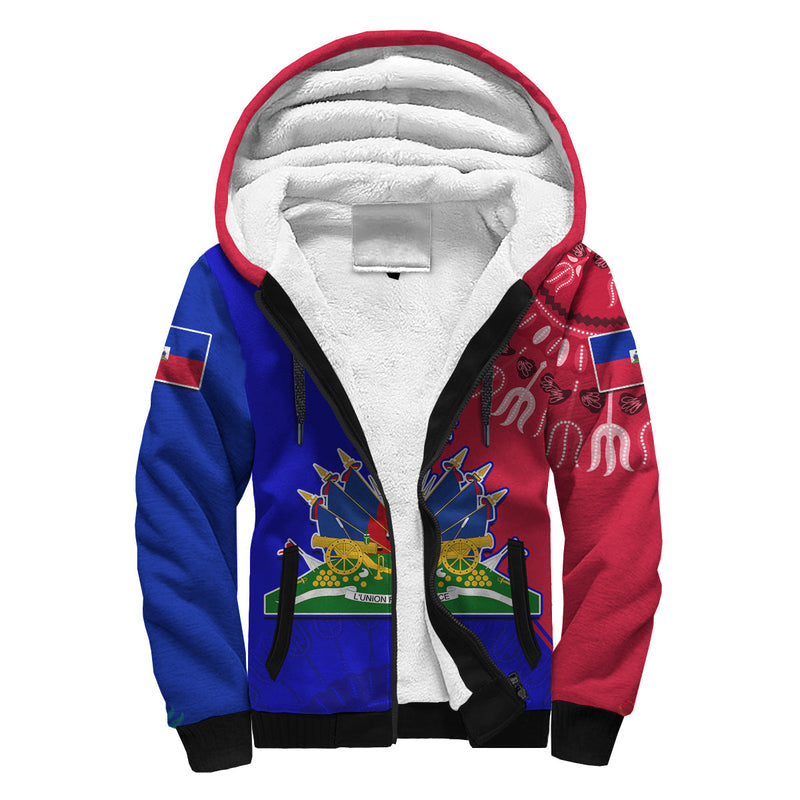 (Custom Personalised) Haiti Haiti Flag Dashiki Simple Style Sherpa Hoodie