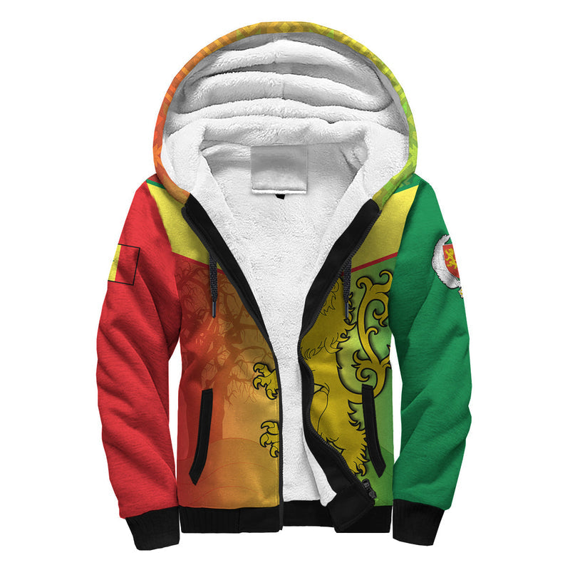 (Custom Personalised) Senegal Lion With Senegal Map Reggae Style Sherpa Hoodie
