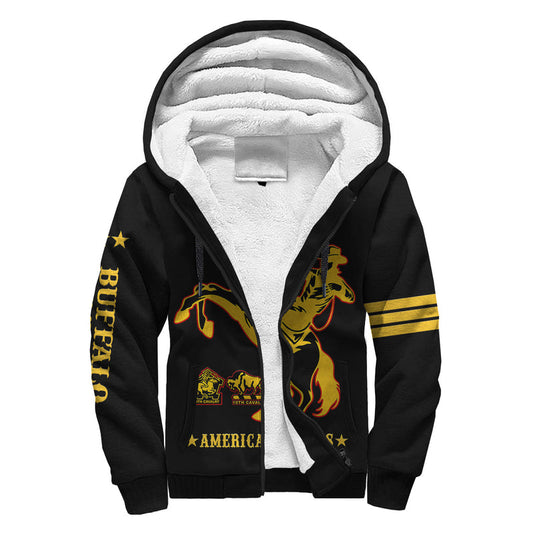 (Custom Text And Chapter) Buffalo Soldiers BSMC United States Army Black Sherpa Hoodie