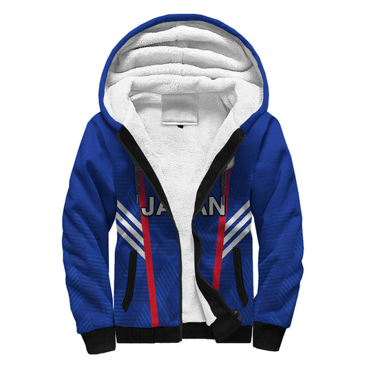 (Custom Text and Number) Japan Football Samurai Blue World Cup 2022 Sherpa Hoodie
