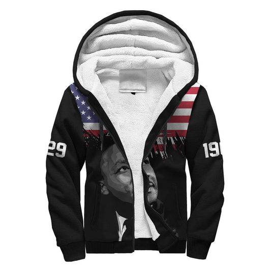 (Custom Personalised) United States United States Happy MLK Day Flag Grunge Style Sherpa Hoodie