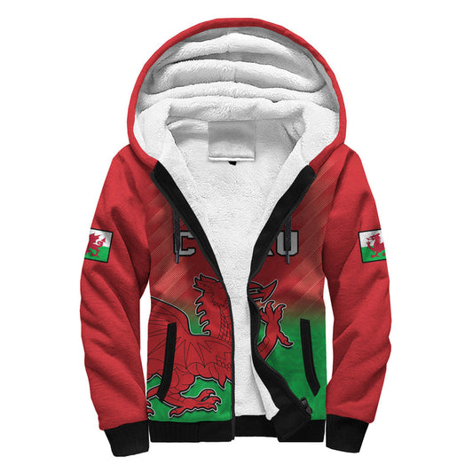(Custom Text And Number) Wales Football World Cup 2022 Come On Cymru Yma O Hyd Sherpa Hoodie