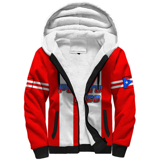 (Custom Personalised) Puerto Rico Coat Of Arms Mix Flag Sherpa Hoodie