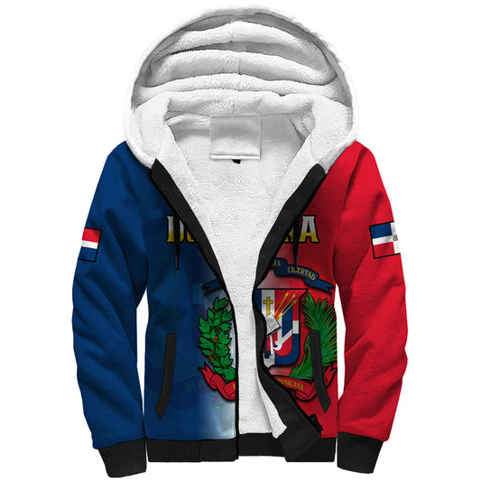 (Custom Personalised) Dominican Republic Dominicana Coat Of Arms Gradient Style Sherpa Hoodie