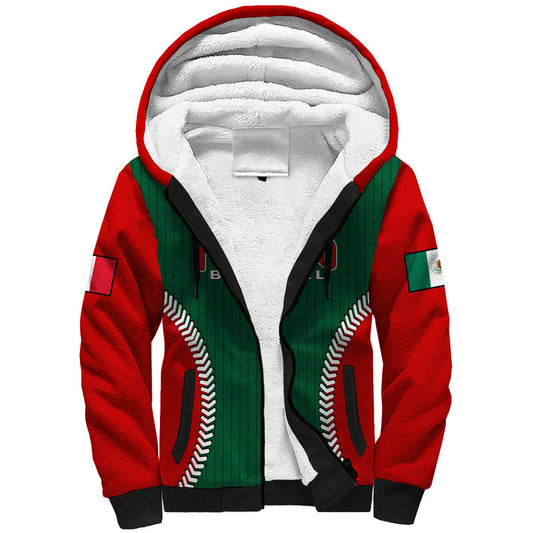 (Custom Text And Number) Mexico Baseball Sporty Style Sherpa Hoodie