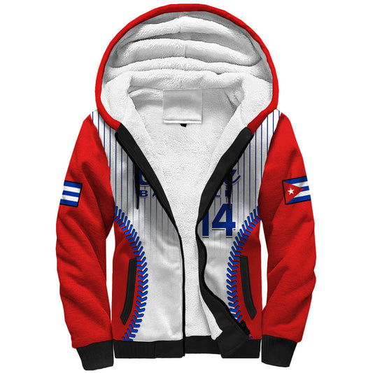 (Custom Text And Number) Cuba Baseball Sporty Style Sherpa Hoodie