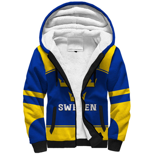 (Custom Text And Number) Sweden Hockey 2023 Sporty Style Sherpa Hoodie
