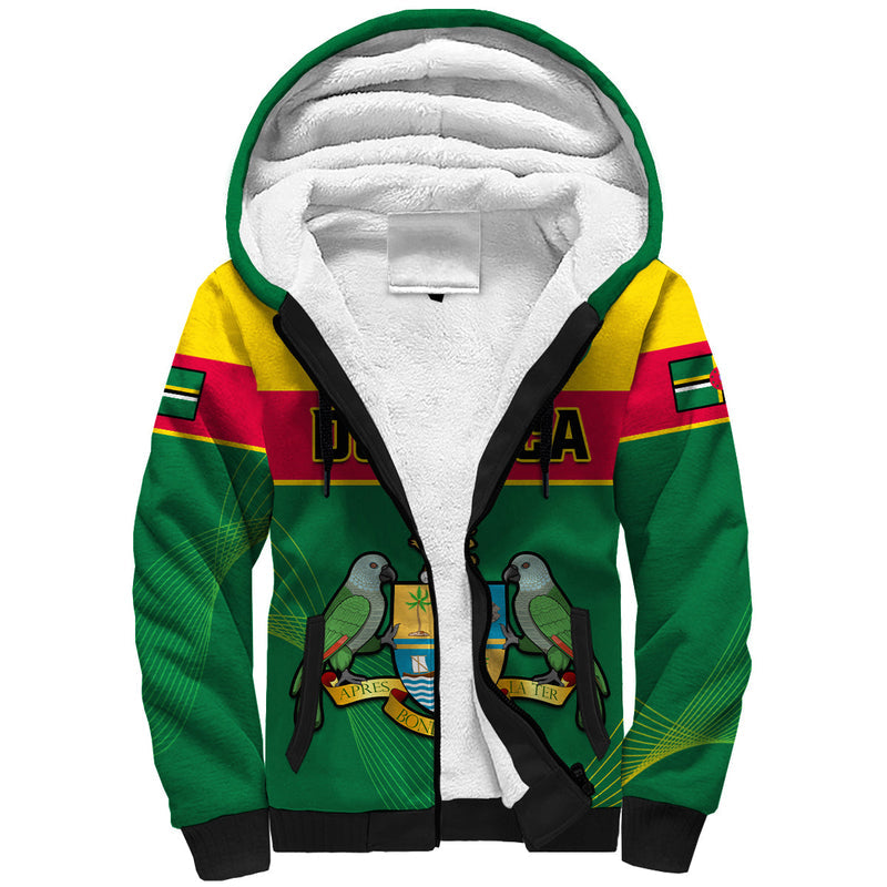 (Custom Personalised) Dominica Dominican Coat Of Arms With Map Sherpa Hoodie
