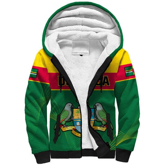 (Custom Personalised) Dominica Dominican Coat Of Arms With Map Sherpa Hoodie