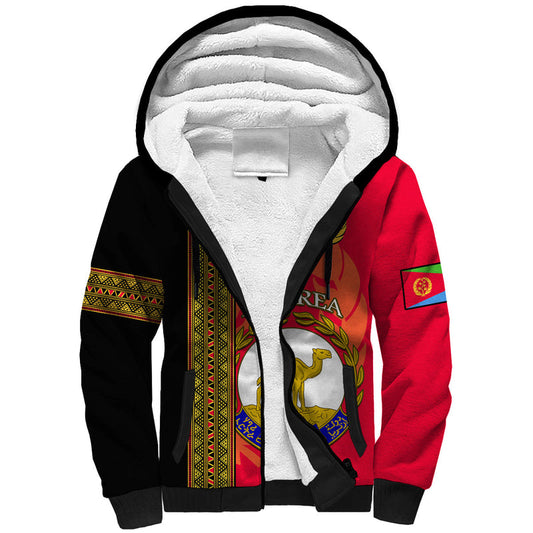 (Custom Personalised) Eritrea African Pattern Happy Independence Day Version Black Sherpa Hoodie