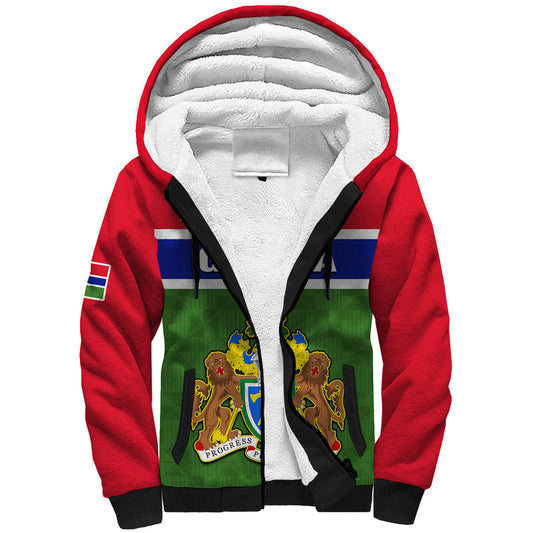 (Custom Personalised) Gambia Happy 58th Independence Anniversary Flag Style Sherpa Hoodie