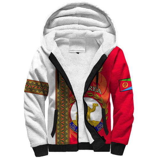 (Custom Personalised) Eritrea African Pattern Happy Independence Day Version White Sherpa Hoodie