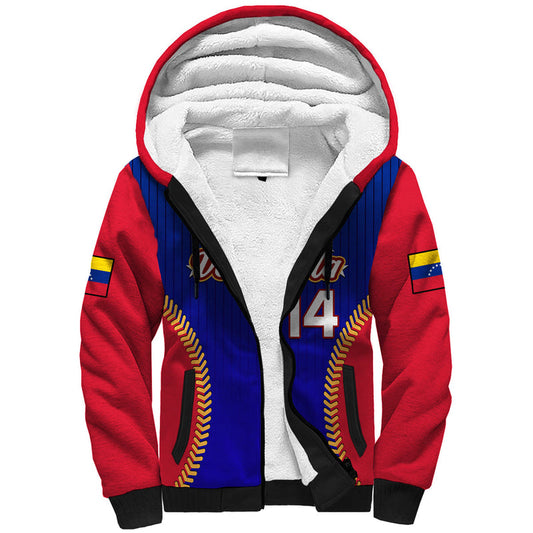 (Custom Text And Number) Venezuela 2023 Baseball Sporty Version Sherpa Hoodie