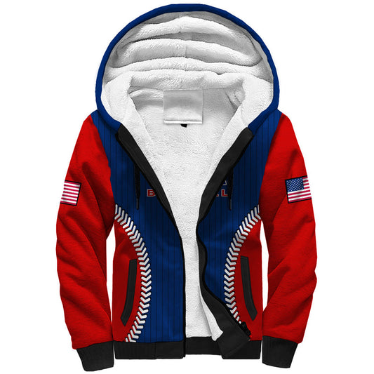 (Custom Text And Number) United States USA Baseball Sporty Style Sherpa Hoodie
