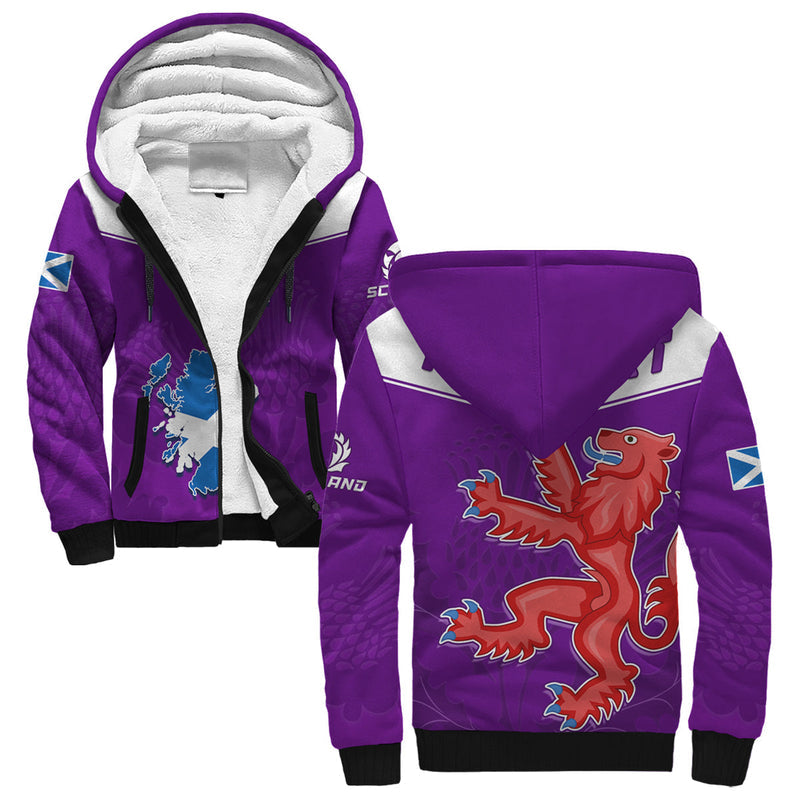 (Custom Personalised) Scottish Rugby Map Of Scotland Thistle Purple Version Sherpa Hoodie