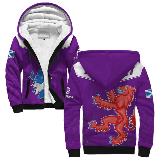 (Custom Personalised) Scottish Rugby Map Of Scotland Thistle Purple Version Sherpa Hoodie