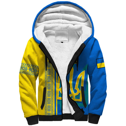 (Custom Personalised) Ukraine Unity Day Folk Ukrainian Coat Of Arms Sherpa Hoodie