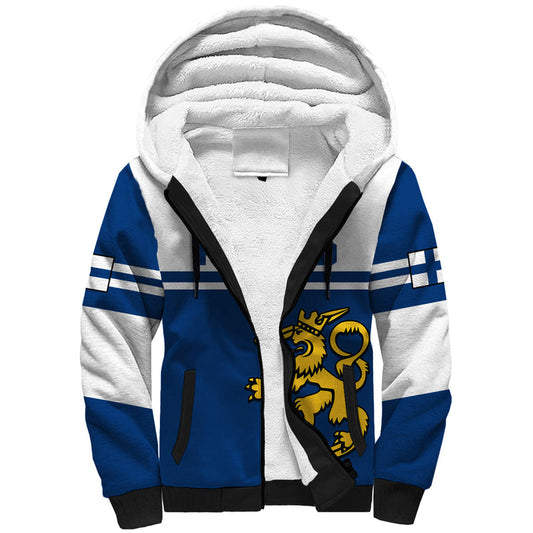 (Custom Text And Number) Finland Hockey 2023 Come On Suomi Sherpa Hoodie