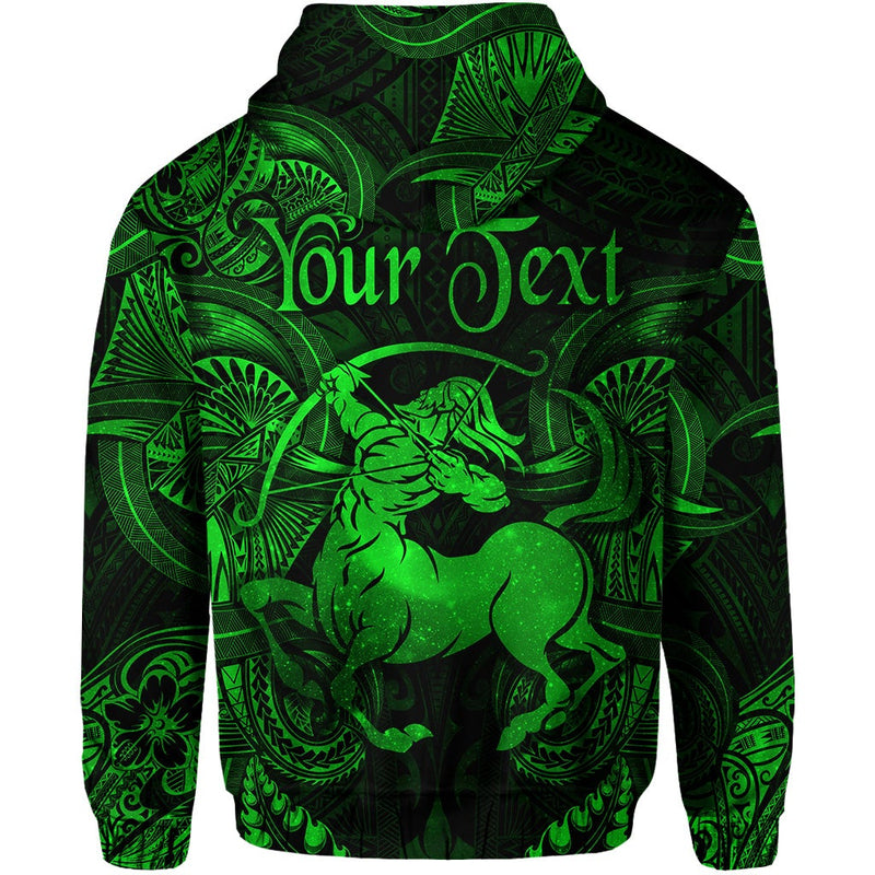 Custom Sagittarius Zodiac Polynesian Unique Style Green Hoodie