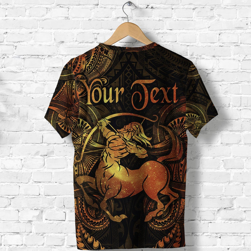 Custom Sagittarius Zodiac Polynesian Unique Style Gold T Shirt