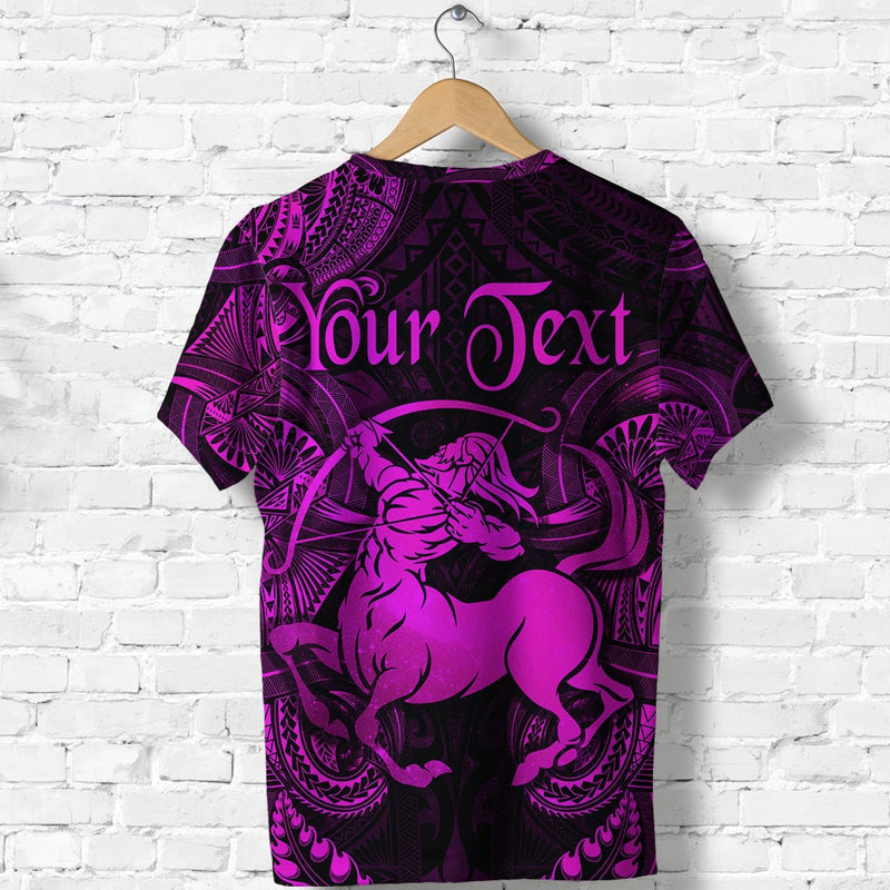 Custom Sagittarius Zodiac Polynesian Unique Style Pink T Shirt