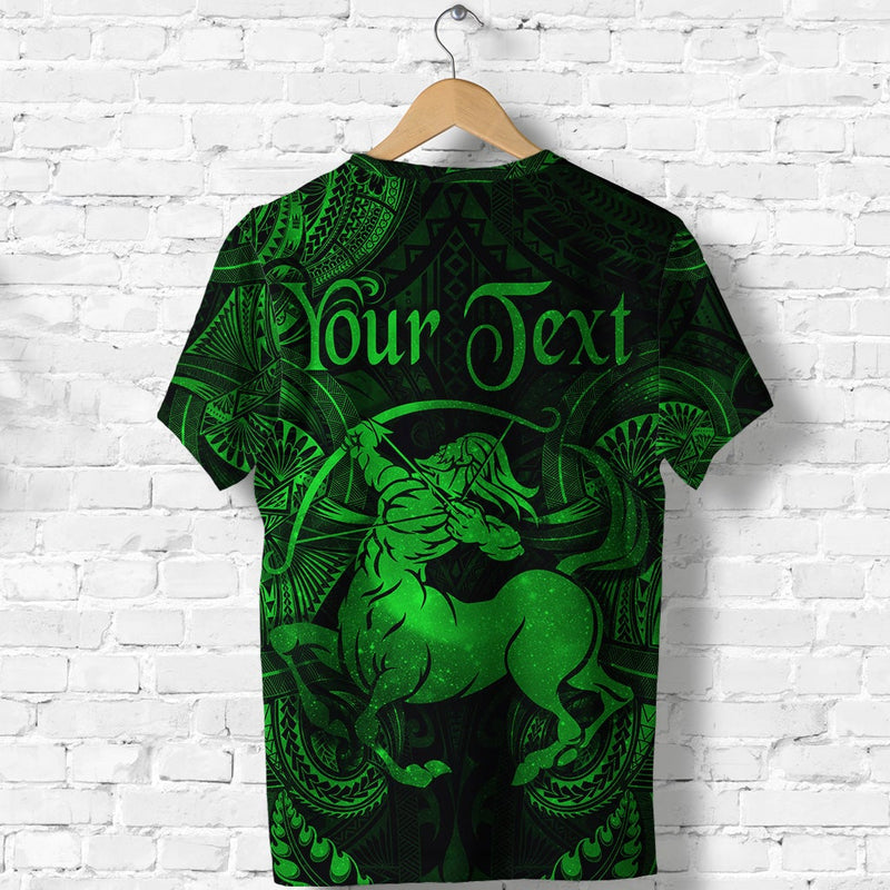 Custom Sagittarius Zodiac Polynesian Unique Style Green T Shirt