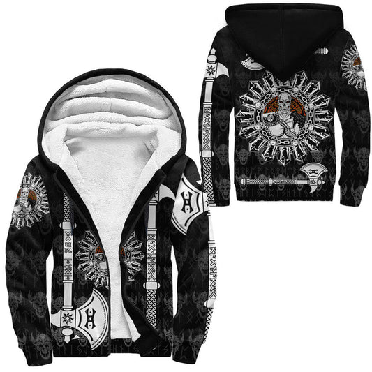 (Custom) Viking - Skull Warrior Dead Hero with Hammer Sherpa Hoodie