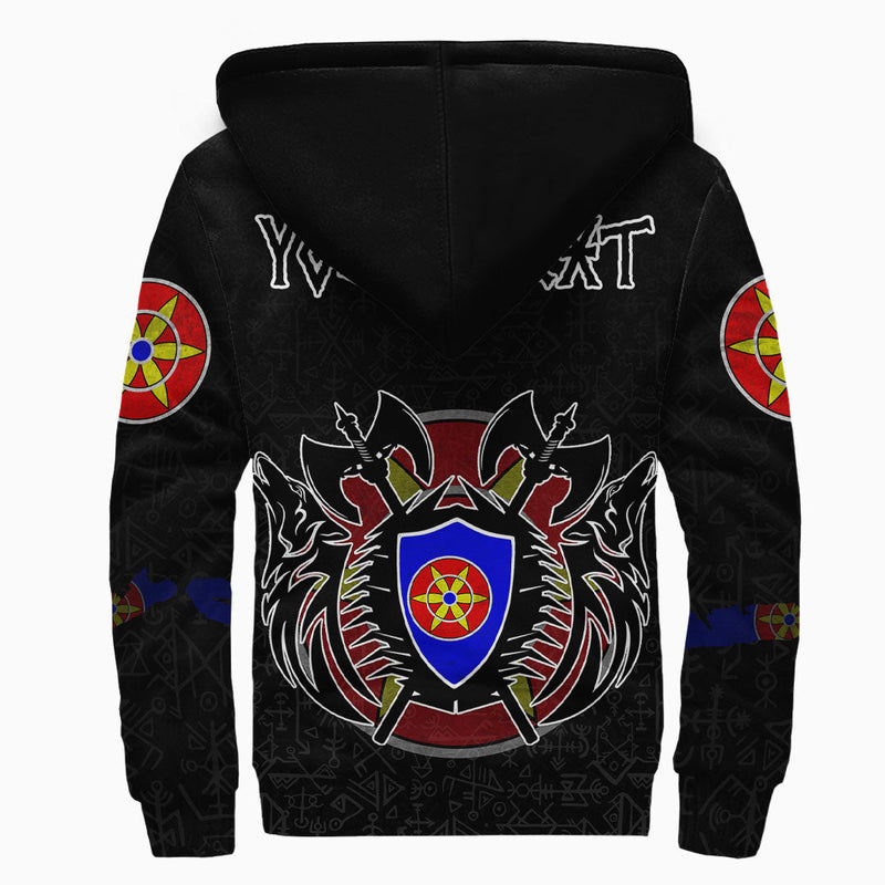 (Custom) Viking - Kven Flag and Map style Viking Geri and Freki Sherpa Hoodie