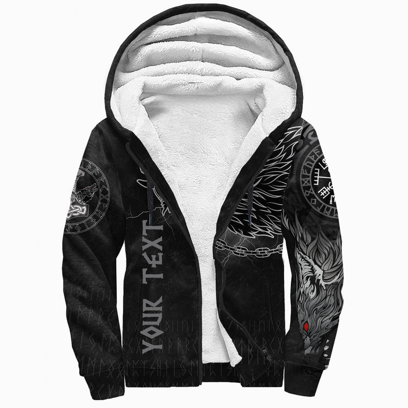 (Custom) Viking - Fenrir Norse Wolf Thunderstorm Sherpa Hoodie