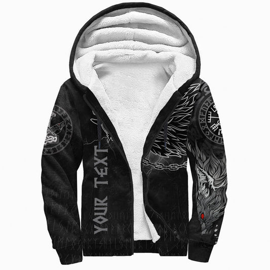 (Custom) Viking - Fenrir Norse Wolf Thunderstorm Sherpa Hoodie