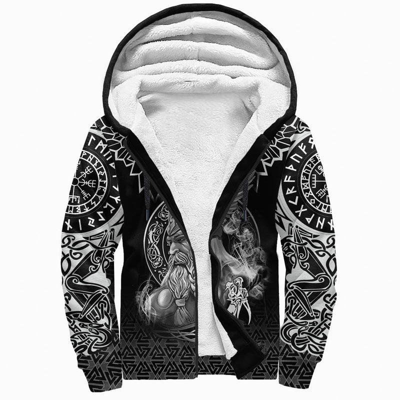 (Custom) Viking - Odin And Raven Tattoo Sherpa Hoodie