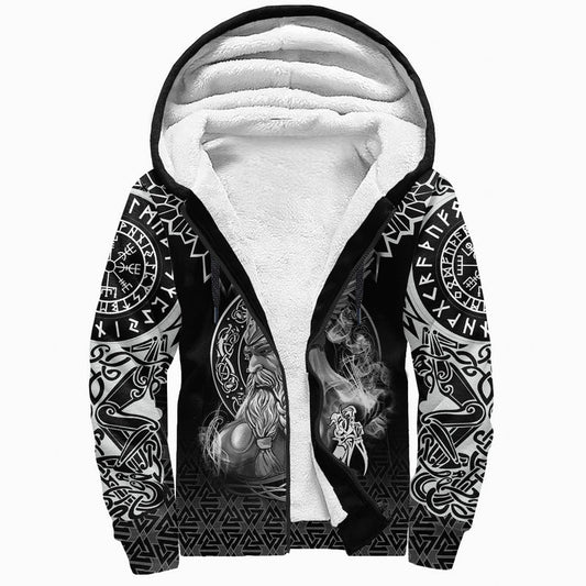 (Custom) Viking - Odin And Raven Tattoo Sherpa Hoodie