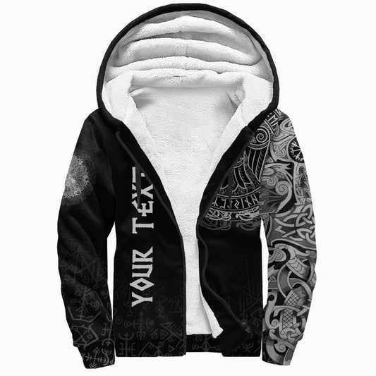 (Custom) Viking - Celtic Raven Tattoo Sherpa Hoodie