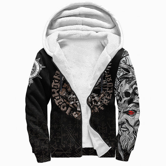 (Custom) Viking Warrior Sherpa Hoodieodin Tattoo