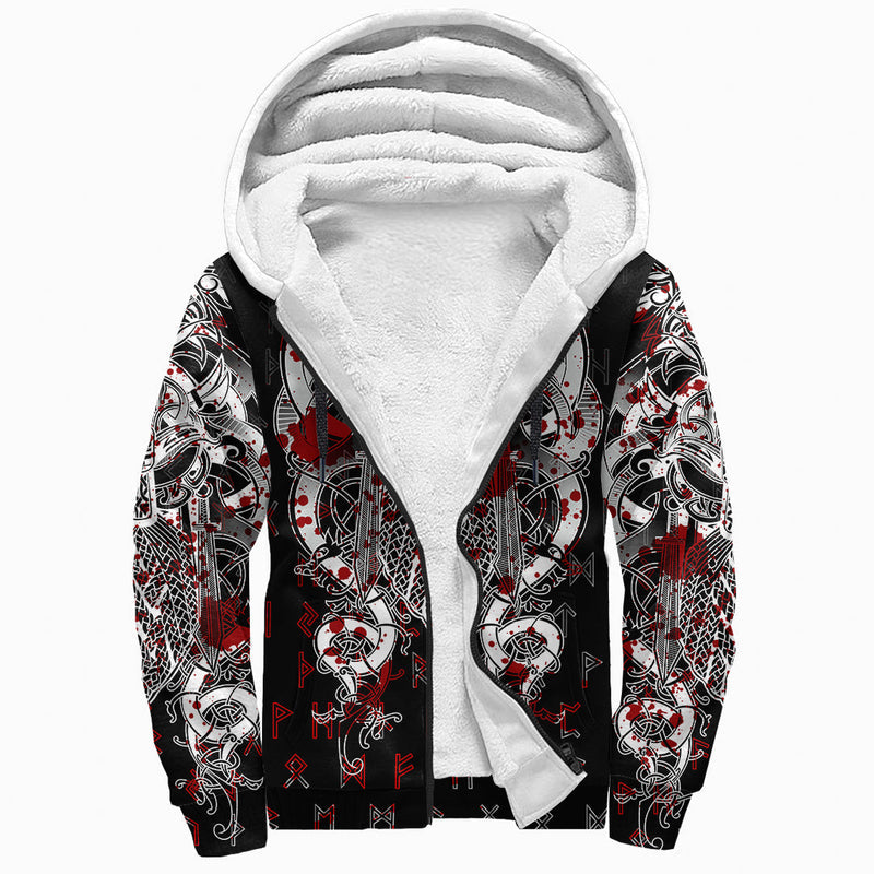 (Custom) Viking Tyr Tattoo Blood Sherpa Hoodie