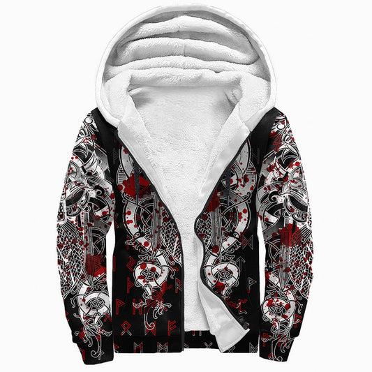 (Custom) Viking Tyr Tattoo Blood Sherpa Hoodie