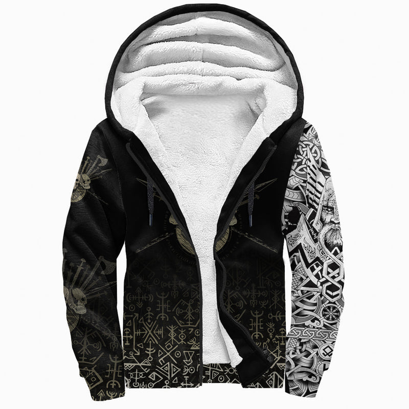 (Custom) Viking - Three Skull Of Viking Sherpa Hoodie