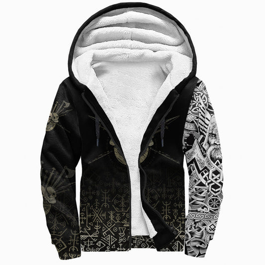 (Custom) Viking - Three Skull Of Viking Sherpa Hoodie