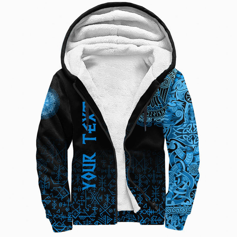 (Custom) Viking - Raven Celtic Cyan Sherpa Hoodie