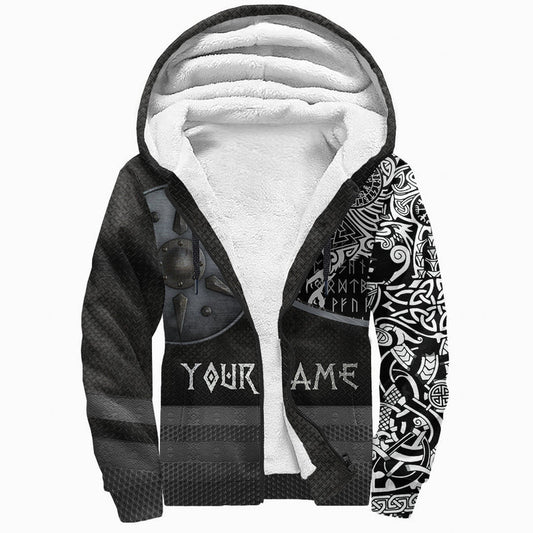 (Custom) Viking Armor - Raven Tattoo Sherpa Hoodie
